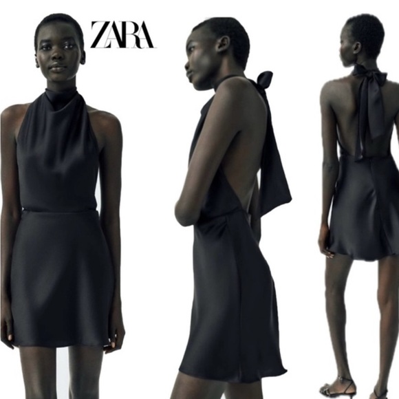 Zara Sleek Black Backless Dress - Picture 1 of 10